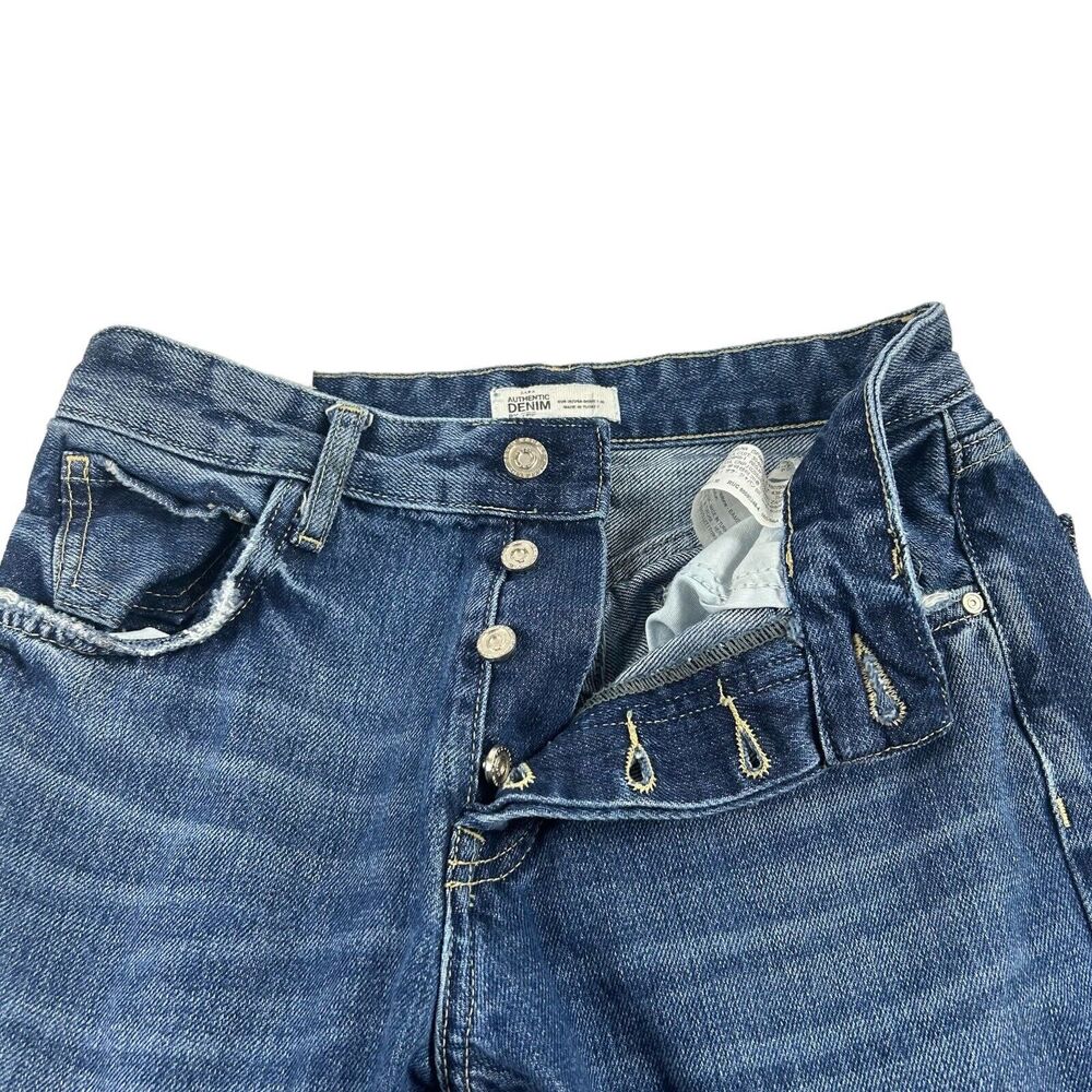 Zara TRF Trafaluc Authentic Denim Button Fly Jeans Dark Wash Sz 4 Straight Leg - Picture 13 of 13